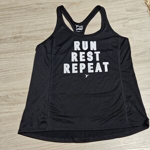 Women’s Black & White Run, Rest, Repeat Go-Dry Tank Top - Sz L